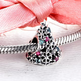 Glitter Christmas Tree Charm Fits Bracelets Sterling Silver DIY Winter Beads