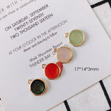 30pcs Glitter Enamel Alloy Round Charms 17*14mm Tone Plated Pendants