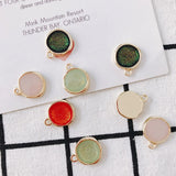 30pcs Glitter Enamel Alloy Round Charms 17*14mm Tone Plated Pendants
