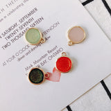 30pcs Glitter Enamel Alloy Round Charms 17*14mm Tone Plated Pendants