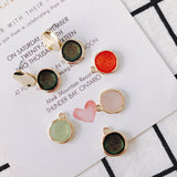 30pcs Glitter Enamel Alloy Round Charms 17*14mm Tone Plated Pendants
