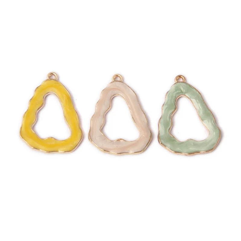 Glitter Enamel Drip Oil Charms 30*20mm Hollow Triangle Earring Pendants 50pcs