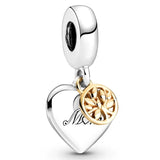 Mom Heart & Family Tree 925 Sterling Silver Charms for DIY Jewelry