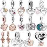 Mom Heart & Family Tree 925 Sterling Silver Charms for DIY Jewelry
