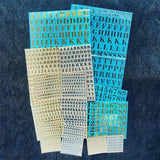 Glitter Letter Numbers Stickers Self-Adhesive Metal A-Z DIY Decoration