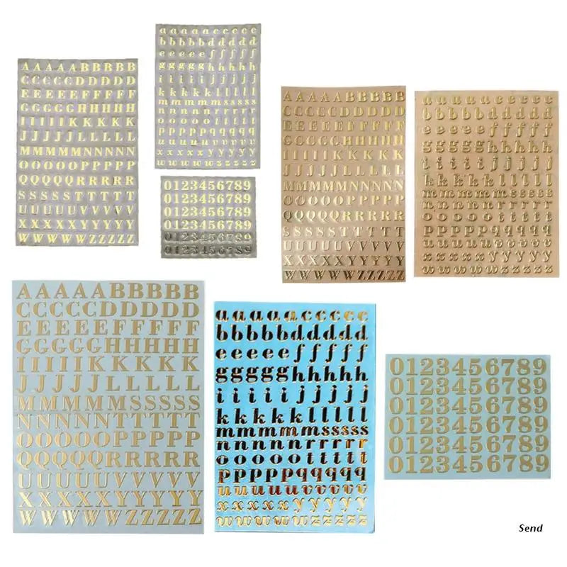 Glitter Letter Numbers Stickers Self-Adhesive Metal A-Z DIY Decoration
