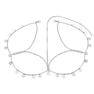 Glitter Metal Tassel Chain Coin Head Chain Hair Jewelry for Women