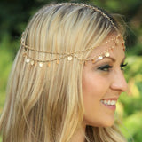 Glitter Metal Tassel Chain Coin Head Chain Hair Jewelry for Women