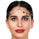 Glitter Metal Tassel Chain Coin Head Chain Hair Jewelry for Women