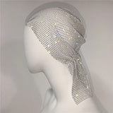 Sparkling Rhinestone Headband Turban Hat Bling Crystal Head Wrap Scarf