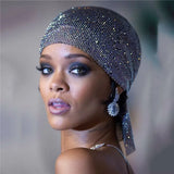 Sparkling Rhinestone Headband Turban Hat Bling Crystal Head Wrap Scarf