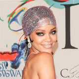 Sparkling Rhinestone Headband Turban Hat Bling Crystal Head Wrap Scarf
