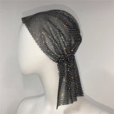 Sparkling Rhinestone Headband Turban Hat Bling Crystal Head Wrap Scarf