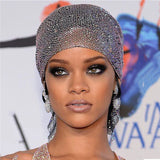 Sparkling Rhinestone Headband Turban Hat Bling Crystal Head Wrap Scarf