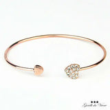 Women's Glitter Heart Open Hard Metal Bracelet