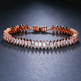 Gold-Plated Leaf Zircon Bracelet, Adjustable & Elegant Design