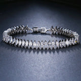 Gold-Plated Leaf Zircon Bracelet, Adjustable & Elegant Design