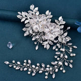 Silver Flower Crystal Hair Comb Tiara Wedding Hair Jewelry