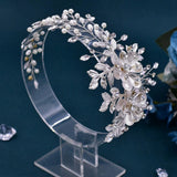 Silver Flower Crystal Hair Comb Tiara Wedding Hair Jewelry