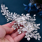 Silver Flower Crystal Hair Comb Tiara Wedding Hair Jewelry