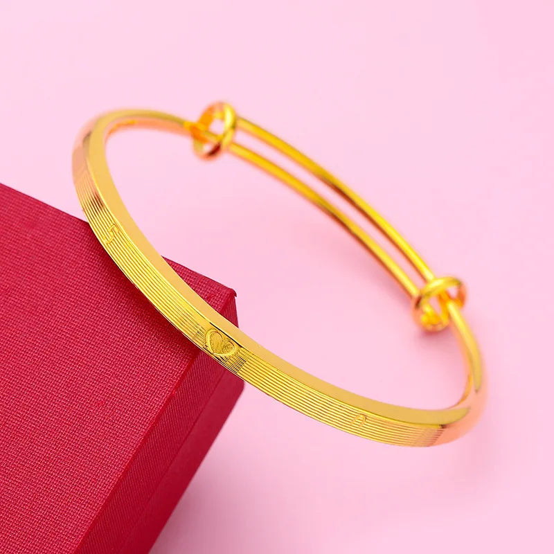 Glossy 999 Push 18K Ladies Bracelet Bridal Bangle Jewelry