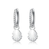 925 Sterling Silver Shell Hoop Earrings for Women Men Wedding Party