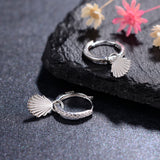 925 Sterling Silver Shell Hoop Earrings for Women Men Wedding Party
