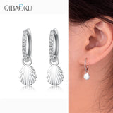 Shell-shaped Hoop Earrings 925 Silver Wedding Jewelry