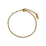 Glossy Water Wave Stainless Steel Chains Women's Bracelets 18K Plated