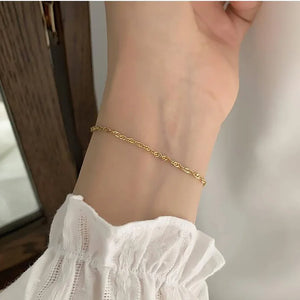 Glossy Water Wave Stainless Steel Chains Women's Bracelets 18K Plated