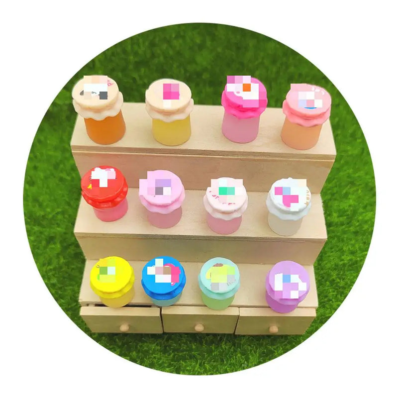 Glow in Dark Bottle 3D Mini Resin Jam Jar Model Doll House Kitchen Toy