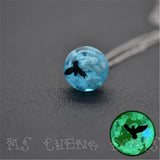 Glow Dark Resin Ball Moon Pendant Necklace Women