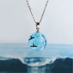 Glow Dark Resin Ball Moon Pendant Necklace Women