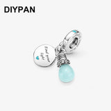 Glow-in-the-Dark Lightbulb Double Dangle Charm for Bracelet Pendant Jewelry