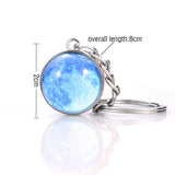 Luminous Horse Glass Ball Keychain Double Sided Animal Keyring