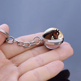 Luminous Horse Glass Ball Keychain Double Sided Animal Keyring