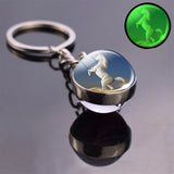 Luminous Horse Glass Ball Keychain Double Sided Animal Keyring