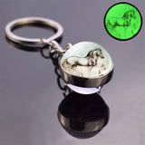 Luminous Horse Glass Ball Keychain Double Sided Animal Keyring