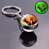 Luminous Horse Glass Ball Keychain Double Sided Animal Keyring