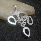 Green Topaz Silver Pendant Necklace 58mm