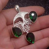 Green Topaz Silver Pendant Necklace 58mm
