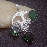 Green Topaz Silver Pendant Necklace 58mm