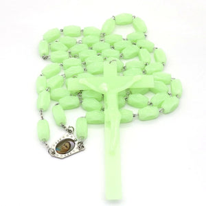 Glowing Rosary Necklace Catholic Religious Jewelry Gift