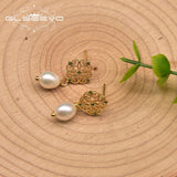 925 Silver Natural Pearls Hollow Jade Lace Drop Earrings Women Geometric Jewelry