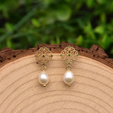 925 Silver Natural Pearls Hollow Jade Lace Drop Earrings Women Geometric Jewelry
