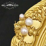 Glseevo Freshwater Pearl Silver Zircon Pendant Earrings GE1074