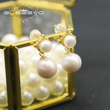 Glseevo Freshwater Pearl Silver Zircon Pendant Earrings GE1074