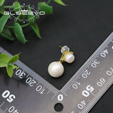 Glseevo Freshwater Pearl Silver Zircon Pendant Earrings GE1074