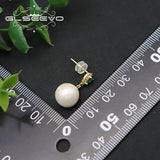 Freshwater Pearl Green Stone Earrings Wedding Jewelry GE1077