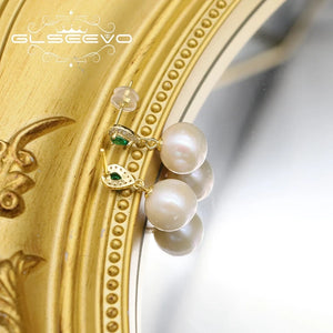 Freshwater Pearl Green Stone Earrings Wedding Jewelry GE1077